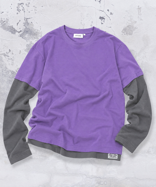 XTONZ(エクストーンズ)の「XTT166 ロールアップレイヤードクロップロングスリーブ (パープル)(Tシャツ/カットソー・レディース・その他・MEDIUM/LARGE)」の14枚目の写真