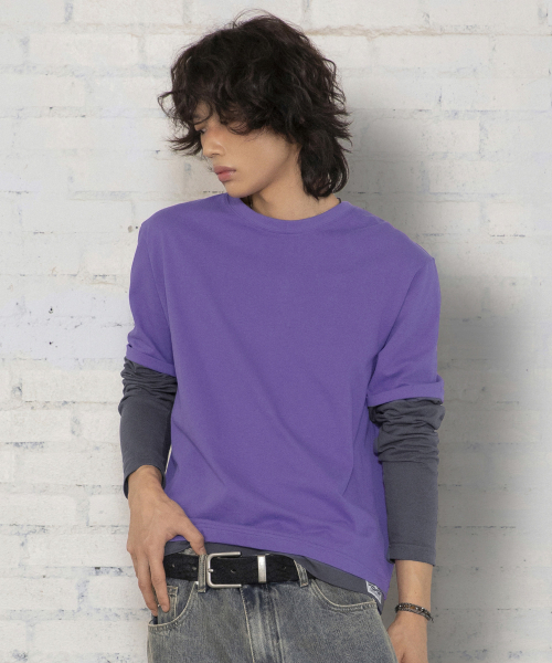 XTONZ(エクストーンズ)の「XTT166 ロールアップレイヤードクロップロングスリーブ (パープル)(Tシャツ/カットソー・レディース・その他・MEDIUM/LARGE)」の13枚目の写真