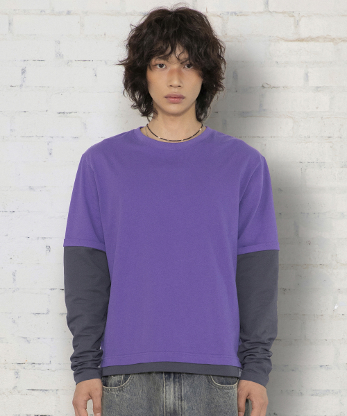 XTONZ(エクストーンズ)の「XTT166 ロールアップレイヤードクロップロングスリーブ (パープル)(Tシャツ/カットソー・レディース・その他・MEDIUM/LARGE)」の11枚目の写真