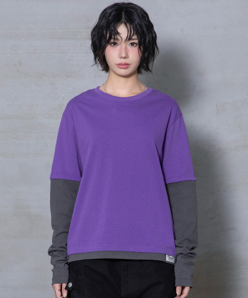 XTONZ(エクストーンズ)の「XTT166 ロールアップレイヤードクロップロングスリーブ (パープル)(Tシャツ/カットソー・レディース・その他・MEDIUM/LARGE)」の10枚目の写真