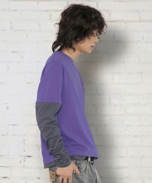 XTONZ(エクストーンズ)の「XTT166 ロールアップレイヤードクロップロングスリーブ (パープル)(Tシャツ/カットソー・レディース・その他・MEDIUM/LARGE)」の7枚目の写真