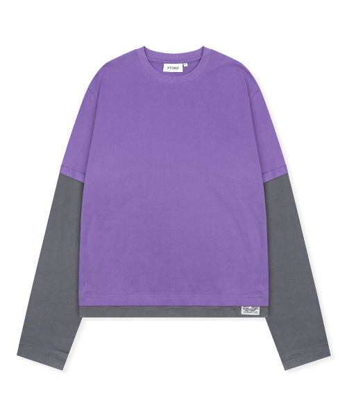 XTONZ(エクストーンズ)の「XTT166 ロールアップレイヤードクロップロングスリーブ (パープル)(Tシャツ/カットソー・レディース・その他・MEDIUM/LARGE)」の5枚目の写真