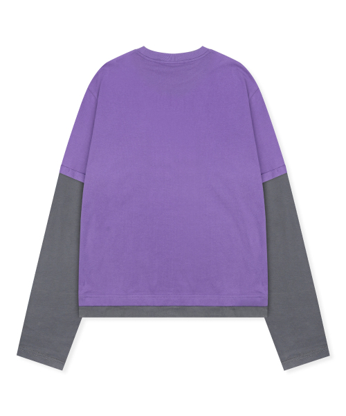 XTONZ(エクストーンズ)の「XTT166 ロールアップレイヤードクロップロングスリーブ (パープル)(Tシャツ/カットソー・レディース・その他・MEDIUM/LARGE)」の4枚目の写真