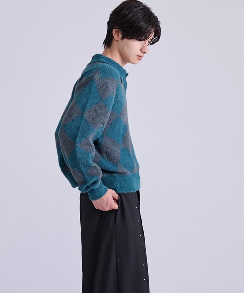 Ellno Loset(エルノロゼット)の「アーガイルシャギーニット(ニット/セーター・メンズ・ブルーグリーン/ブラウン/ブラック・LARGE/MEDIUM/SMALL)」の12枚目の写真