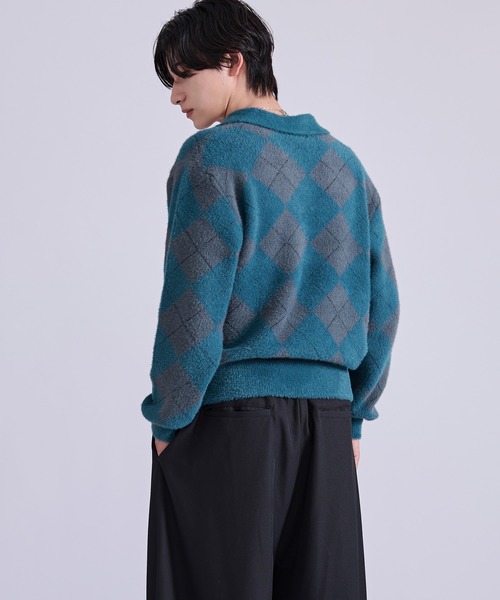 Ellno Loset(エルノロゼット)の「アーガイルシャギーニット(ニット/セーター・メンズ・ブルーグリーン/ブラウン/ブラック・LARGE/MEDIUM/SMALL)」の14枚目の写真
