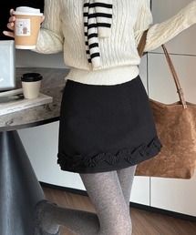 wool frill mini skirt