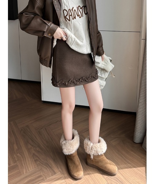 OThe.Naeun(オザナウン)の「wool frill mini skirt(スカート・レディース・ブラウン/グレー/ブラック・FREE)」の17枚目の写真
