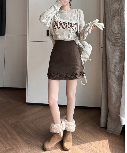 OThe.Naeun(オザナウン)の「wool frill mini skirt(スカート・レディース・ブラウン/グレー/ブラック・FREE)」の18枚目の写真