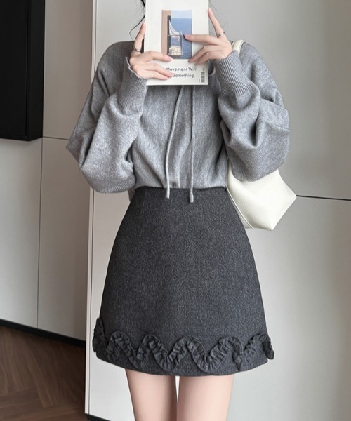 OThe.Naeun(オザナウン)の「wool frill mini skirt(スカート・レディース・ブラウン/グレー/ブラック・FREE)」の21枚目の写真