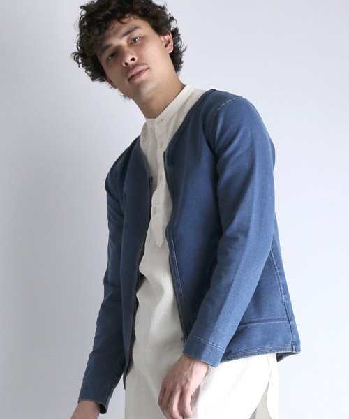 M2squared(エムツースクエアード)の「【M2SQUARED】CUTDENIM ZIP CD/カットデニムジップカーデ(カーディガン/ボレロ・メンズ・ブルー/ネイビー・MEDIUM/LARGE/X-LARGE)」の1枚目の写真