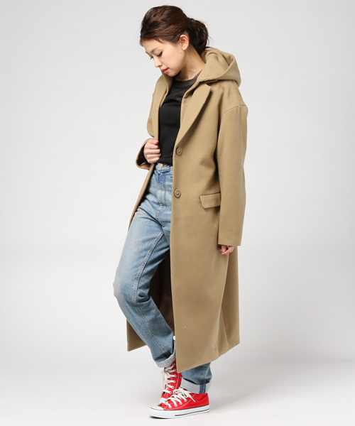 SLY（スライ）の「HOODED CHESTER LONG COAT（チェスターコート・レディース・トップグレー/ベージュ/ネイビー・FREE）」の16枚目の写真