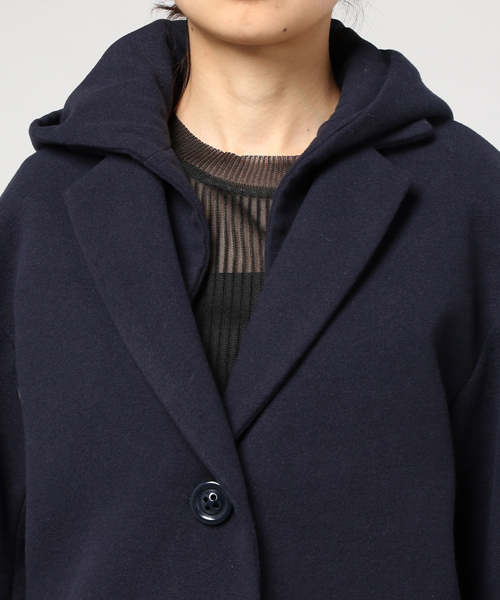 SLY（スライ）の「HOODED CHESTER LONG COAT（チェスターコート・レディース・トップグレー/ベージュ/ネイビー・FREE）」の7枚目の写真