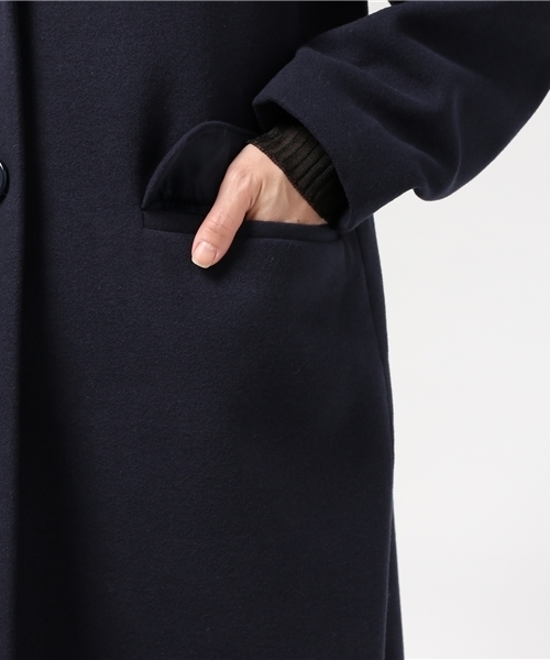 SLY（スライ）の「HOODED CHESTER LONG COAT（チェスターコート・レディース・トップグレー/ベージュ/ネイビー・FREE）」の9枚目の写真