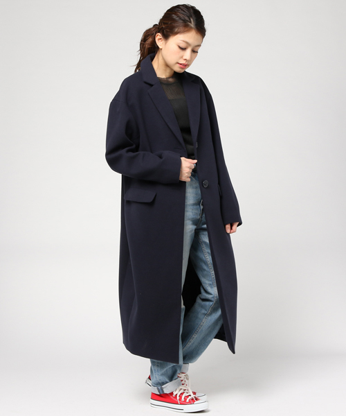 SLY（スライ）の「HOODED CHESTER LONG COAT（チェスターコート・レディース・トップグレー/ベージュ/ネイビー・FREE）」の12枚目の写真