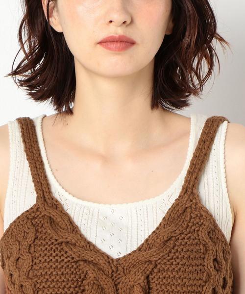 Another Edition（アナザーエディション）の「ケーブルレースアップビスチェ（ニット/セーター・レディース・オフホワイト/ブラウン/ダークグリーン・FREE）」の20枚目の写真