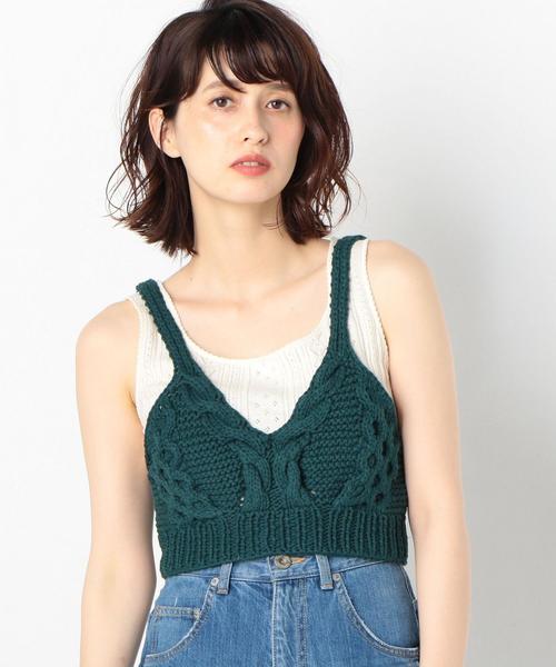 Another Edition（アナザーエディション）の「ケーブルレースアップビスチェ（ニット/セーター・レディース・オフホワイト/ブラウン/ダークグリーン・FREE）」の7枚目の写真