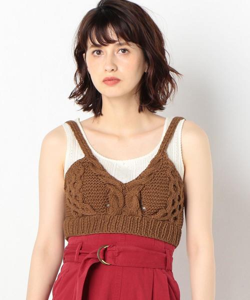 Another Edition（アナザーエディション）の「ケーブルレースアップビスチェ（ニット/セーター・レディース・オフホワイト/ブラウン/ダークグリーン・FREE）」の9枚目の写真