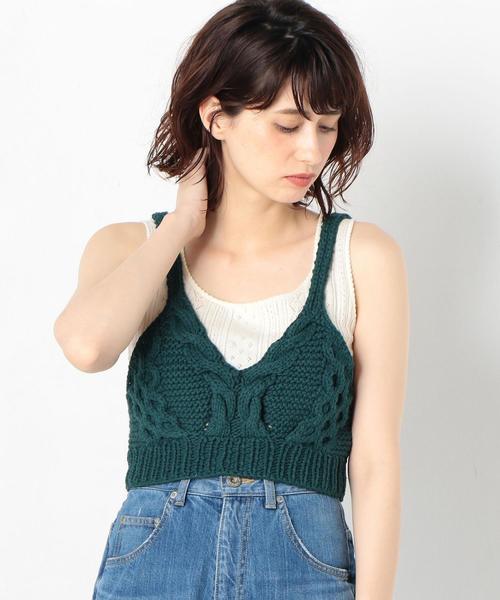 Another Edition（アナザーエディション）の「ケーブルレースアップビスチェ（ニット/セーター・レディース・オフホワイト/ブラウン/ダークグリーン・FREE）」の10枚目の写真