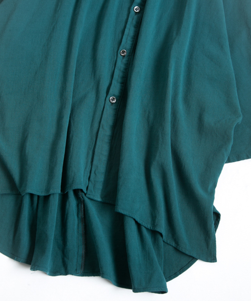 OURET（オーレット）の「マオカラーポンチョ -　100/2強撚ガーゼ　-（シャツ/ブラウス・メンズ・ブラック/グリーン系その他/ベージュ・1/2/3）」の17枚目の写真