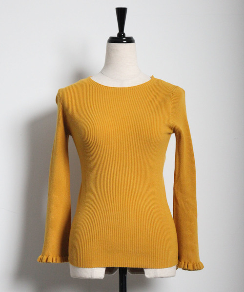 and R(アンドアール)の「袖フリルリブニットプルオーバー(Tシャツ/カットソー・レディース・ホワイト/ブラック/イエロー/ピンク系その他・FREE)」の4枚目の写真