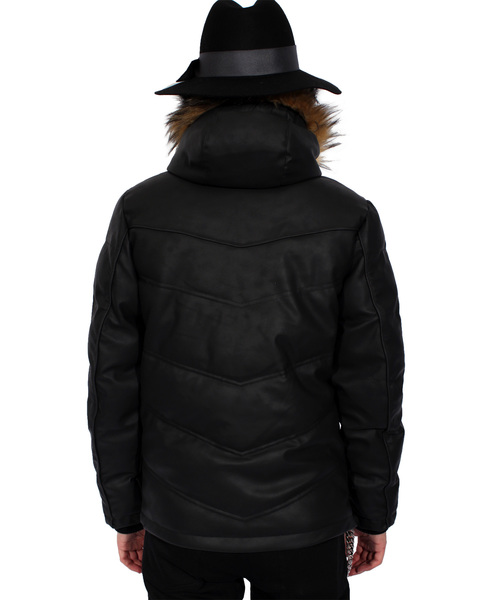 ８(eight)（エイト）の「ファー付き 中綿 PUレザージャケット ブルゾン （ダウンジャケット/コート・メンズ・ブラック/キャメル/ブラウン・MEDIUM/LARGE/X-LARGE）」の15枚目の写真