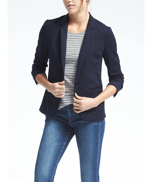 BANANA REPUBLIC(バナナリパブリック)の「ニットポンテ ブレザー(テーラードジャケット)」|ネイビー