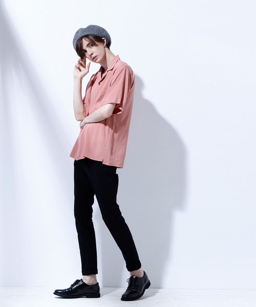 EMMA CLOTHES（エマクローズ）の「ドビークロス ストライプ オープンカラー半袖シャツ（シャツ/ブラウス・メンズ・ホワイト/ブラック/ネイビー/ピンク/イエロー/マスタード・M/L/XL）」の12枚目の写真