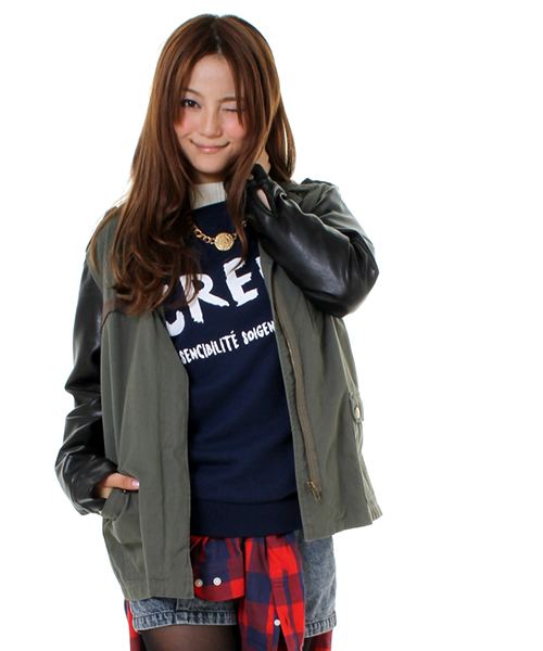 WEGO（ウィゴー）の「WEGO/フェイクレザースリーブF2ジャケット（ミリタリージャケット・レディース・カーキ/その他1・FREE）」の16枚目の写真