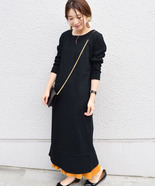 SHIPS（シップス）の「バックオープンワンピース（ワンピース・レディース・ブラック/キャメル・ONE SIZE）」の2枚目の写真