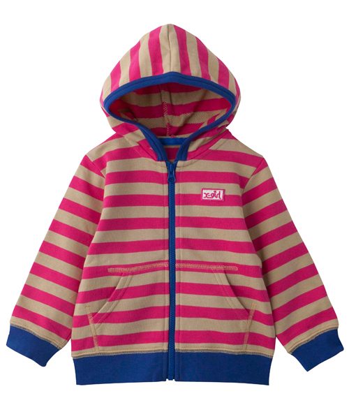 X-girl Stages(エックスガールステージス)の「BORDER SWEAT ZIP HOODIE (12M~3T)(パーカー・キッズ・ホワイト/ベージュ/ネイビー・12M/2T/3T)」の3枚目の写真