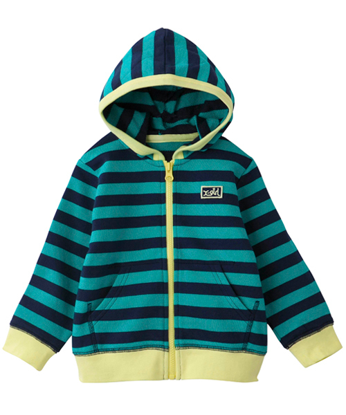 X-girl Stages(エックスガールステージス)の「BORDER SWEAT ZIP HOODIE (12M~3T)(パーカー・キッズ・ホワイト/ベージュ/ネイビー・12M/2T/3T)」の1枚目の写真