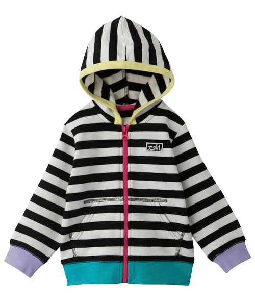 X-girl Stages(エックスガールステージス)の「BORDER SWEAT ZIP HOODIE (12M~3T)(パーカー・キッズ・ホワイト/ベージュ/ネイビー・12M/2T/3T)」の2枚目の写真
