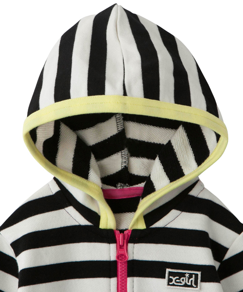 X-girl Stages(エックスガールステージス)の「BORDER SWEAT ZIP HOODIE (12M~3T)(パーカー・キッズ・ホワイト/ベージュ/ネイビー・12M/2T/3T)」の5枚目の写真