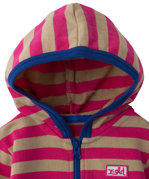X-girl Stages(エックスガールステージス)の「BORDER SWEAT ZIP HOODIE (12M~3T)(パーカー・キッズ・ホワイト/ベージュ/ネイビー・12M/2T/3T)」の6枚目の写真