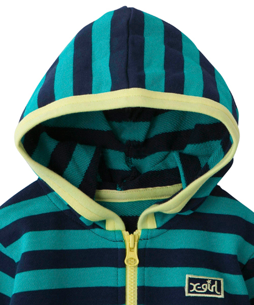 X-girl Stages(エックスガールステージス)の「BORDER SWEAT ZIP HOODIE (12M~3T)(パーカー・キッズ・ホワイト/ベージュ/ネイビー・12M/2T/3T)」の7枚目の写真