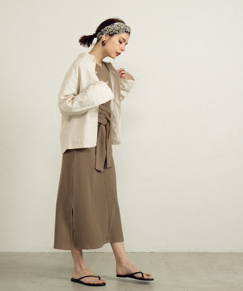 WEGO(ウィゴー)の「WEGO VINTAGE/ワッフルリボンベルトワンピース(ワンピース・レディース・ライトブラウン/ナチュラル・FREE)」の13枚目の写真