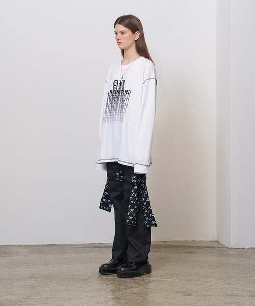 OY（オーワイ）の「グラデーションロゴ長袖Tシャツ/カットソー（Tシャツ/カットソー・メンズ・ホワイト/ブラック/オレンジ・FREE）」の8枚目の写真