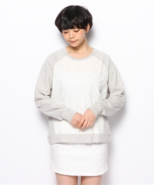 coen（コーエン）の「裏毛レーススウェットプルオーバー（スウェット・レディース・ライトグレー/ライトブルー・LARGE/MEDIUM）」の9枚目の写真