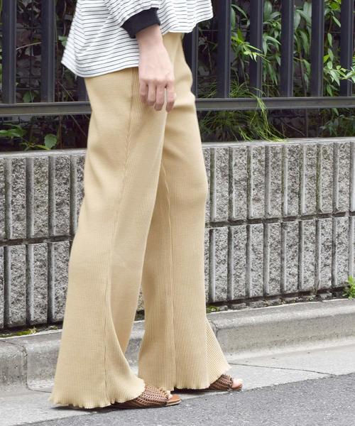 w closet（ダブルクローゼット）の「リブベルボトムパンツ（その他パンツ・レディース・ベージュ/オフホワイト/グレー系その他/ライトブラウン/スミクロ・FREE）」の22枚目の写真