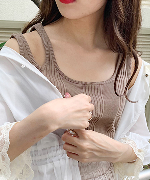 apres jour（アプレジュール）の「リブ肩開きタンク【ZOZOTOWN限定アイテム】（タンクトップ・レディース・ブラック/モカ/オフホワイト・フリー）」の17枚目の写真