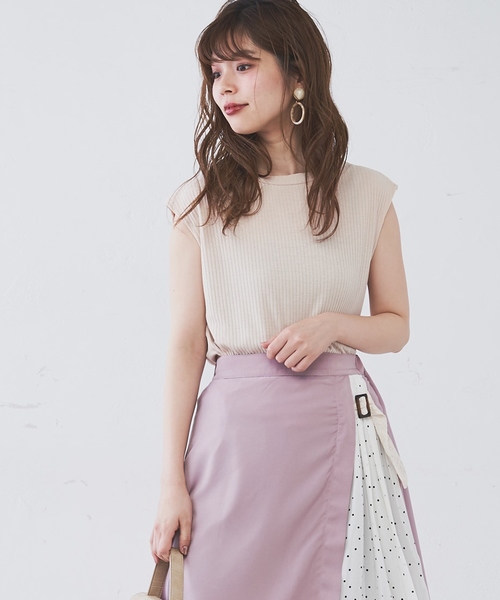 natural couture（ナチュラルクチュール）の「ＰＰ便利なリブテレコノースリ（タンクトップ・レディース・ブラウン/ブラック/アイボリー/ベージュ/ラベンダー/カーキ・FREE）」の11枚目の写真