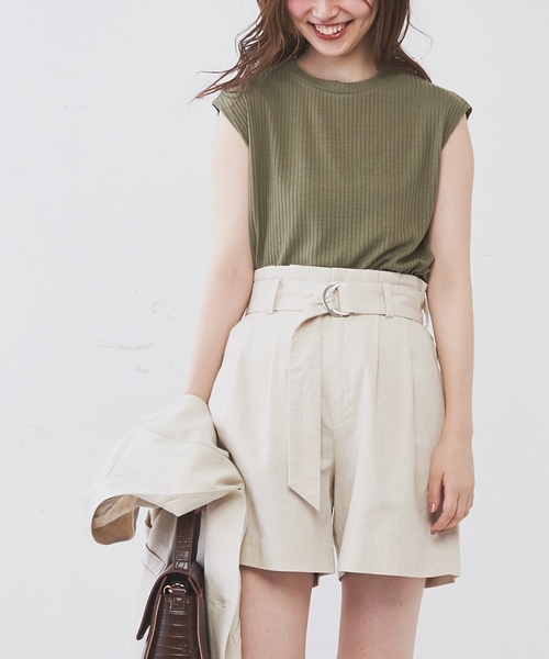 natural couture（ナチュラルクチュール）の「ＰＰ便利なリブテレコノースリ（タンクトップ・レディース・ブラウン/ブラック/アイボリー/ベージュ/ラベンダー/カーキ・FREE）」の15枚目の写真