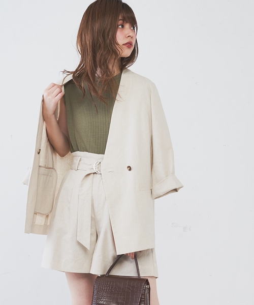 natural couture（ナチュラルクチュール）の「ＰＰ便利なリブテレコノースリ（タンクトップ・レディース・ブラウン/ブラック/アイボリー/ベージュ/ラベンダー/カーキ・FREE）」の18枚目の写真