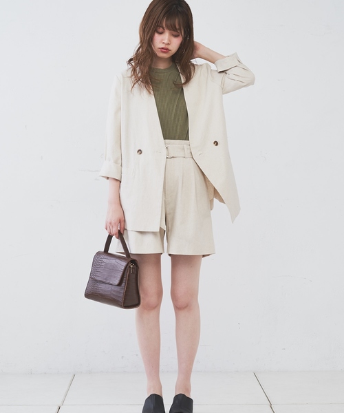 natural couture（ナチュラルクチュール）の「ＰＰ便利なリブテレコノースリ（タンクトップ・レディース・ブラウン/ブラック/アイボリー/ベージュ/ラベンダー/カーキ・FREE）」の9枚目の写真