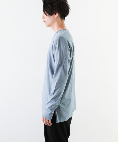 KAZUYUKI KUMAGAI ATTACHMENT(カズユキクマガイアタッチメント)の「40/-フレスカハイケージ天竺 クルーネックドルマンL/S(Tシャツ/カットソー・メンズ・ホワイト/ライトブルー/ブラック/オフホワイト/ライトベージュ・1/2/3)」の14枚目の写真