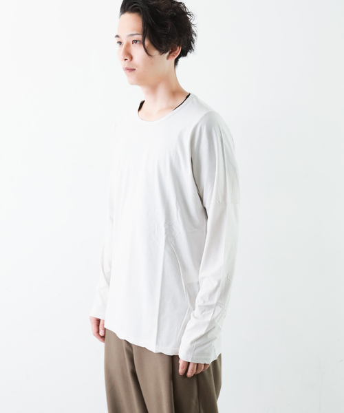 KAZUYUKI KUMAGAI ATTACHMENT(カズユキクマガイアタッチメント)の「40/-フレスカハイケージ天竺 クルーネックドルマンL/S(Tシャツ/カットソー・メンズ・ホワイト/ライトブルー/ブラック/オフホワイト/ライトベージュ・1/2/3)」の22枚目の写真