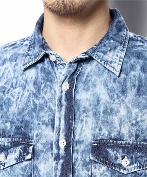 WEGO（ウィゴー）の「WEGO/ブリーチデニムシャツ（シャツ/ブラウス・メンズ・ライトインディゴブルー・LARGE/MEDIUM）」の11枚目の写真