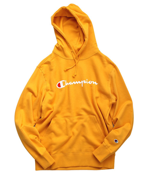 Champion（チャンピオン）の「裏毛プリントパーカー C3-Q102（パーカー・メンズ・ネイビー/イエロー/レッド/グレー/ホワイト/ブラック・MEDIUM/LARGE/X-LARGE）」の5枚目の写真