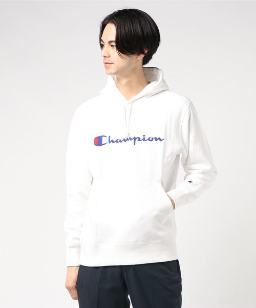 Champion（チャンピオン）の「裏毛プリントパーカー C3-Q102（パーカー・メンズ・ネイビー/イエロー/レッド/グレー/ホワイト/ブラック・MEDIUM/LARGE/X-LARGE）」の21枚目の写真