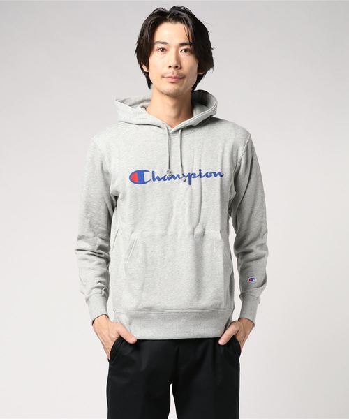 Champion（チャンピオン）の「裏毛プリントパーカー C3-Q102（パーカー・メンズ・ネイビー/イエロー/レッド/グレー/ホワイト/ブラック・MEDIUM/LARGE/X-LARGE）」の19枚目の写真